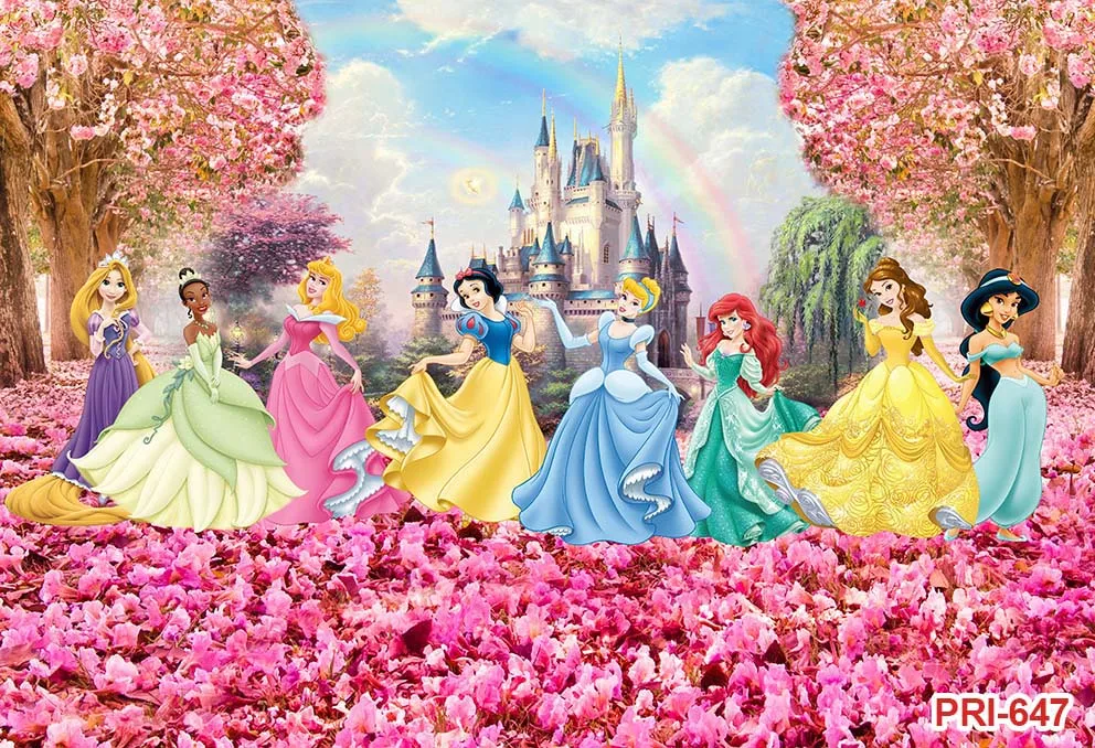 Princess Backdrop Snow White Alice Ariel Princess Birthday Background Girl Birthday Party Baby Shower Cake Table Decor