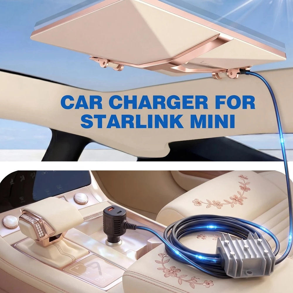 For Starlink Mini Car Cigarette Lighter Adapter 12V24V to 30V Power Converter Boost Voltage Car Accessory with Digital Display