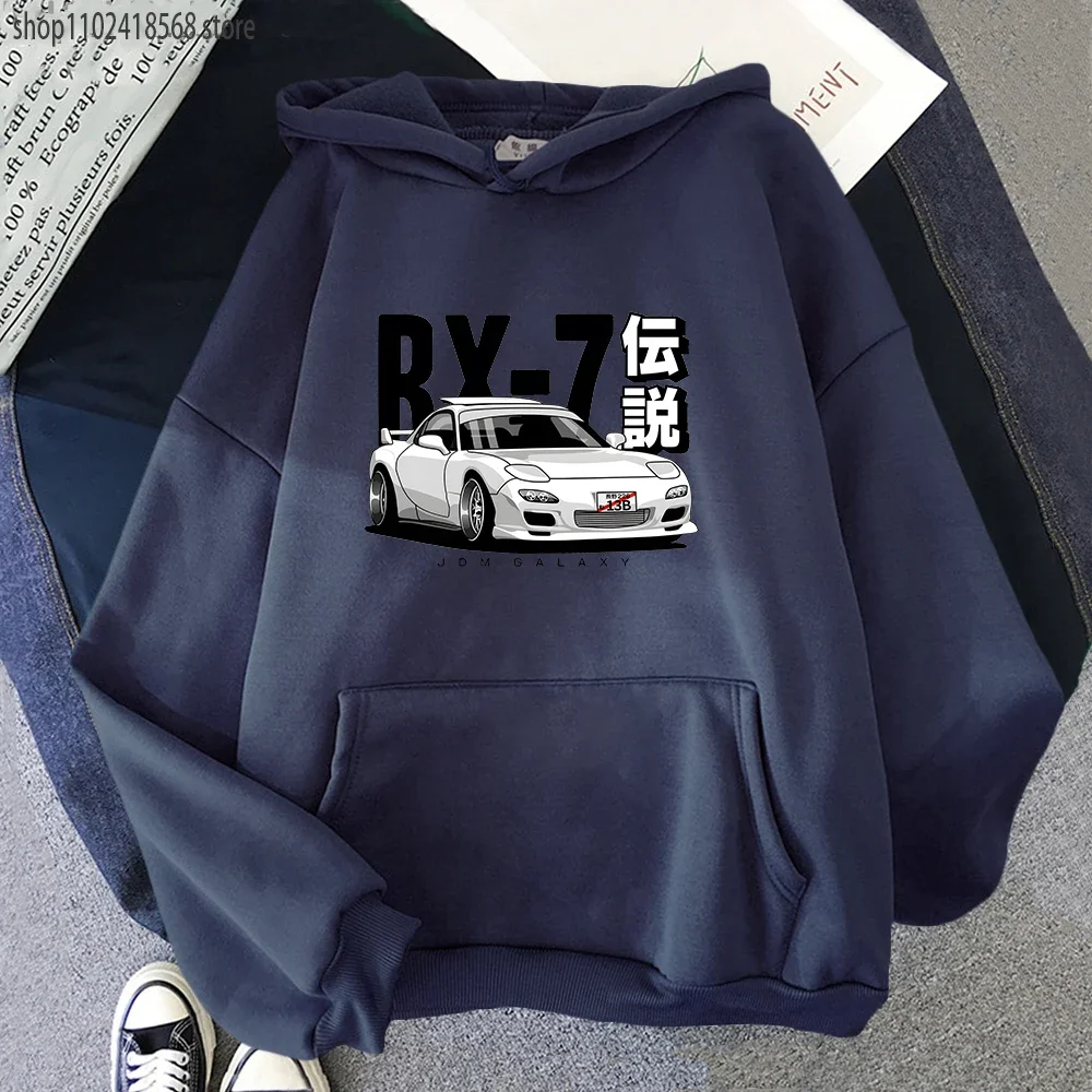 Initial D JDM Hoodie Vintage RX7 FD Drift Japanese Cars Printed Sweatshirt Men Streetwear Pullover Tops Loose Harajuku Tracksuit