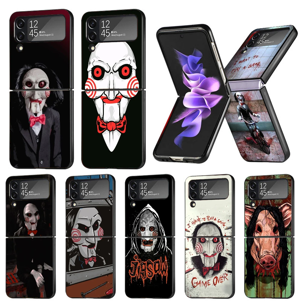 The Jigsaw Killer Horror Phone Case For Samsung Galaxy Z Flip6 5G Flip5 Flip4 Flip3 ZFlip 6 3 4 5 Hard PC shockproof Back Cover