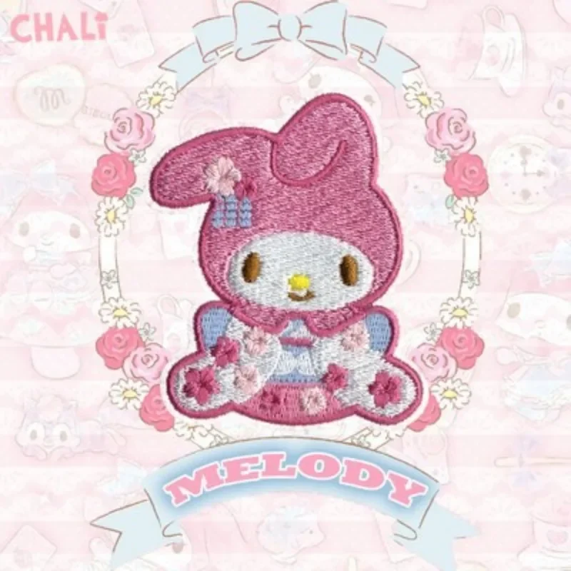 Kawaii Sanrio การ์ตูน Kuromi แพทช์ปัก My Melody Cinnamoroll Pompom Purin Self-Adhesive Patch สําหรับสาวของขวัญเพื่อน