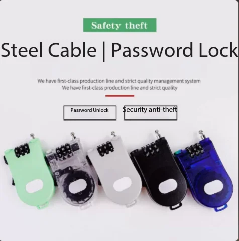 Portable Lightweight Snowboard Safety Cable Lock Bike Lock Board Lock Multi Purpose Bicycle Lock Cycling Password Lock For