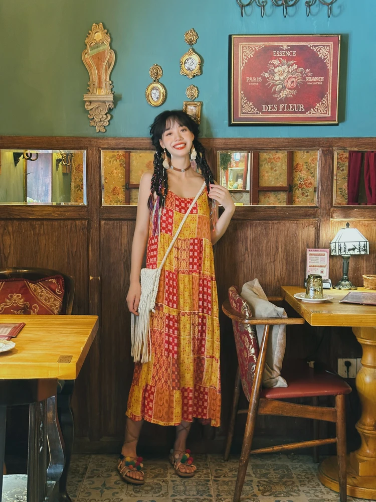 n Algodón Seda Estampado floral Wrap Dr Vaion Sle Falda en capas Prendas de abrigo Vestido largo de verano Una línea Cintura suelta