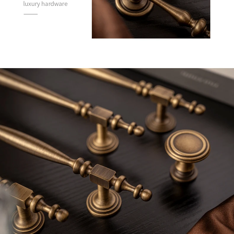 Brushed antique brass furniture handle 4