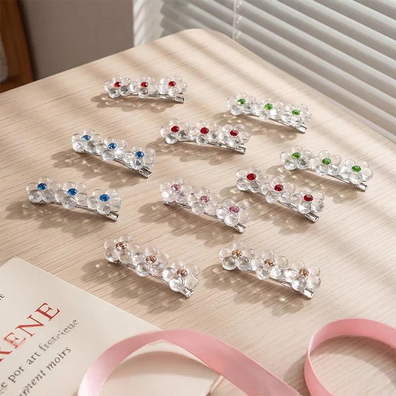 Shining Crystal Hairpins for Ladies and Girls, Cute Cherry Blossom Rhinestone Hairpins,with card.