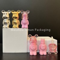 50Pcs Empty Cute Gold Purple Pink Bear Shape Lip Gloss Tube With Keychain Hole Lip Glaze Empty Tube 2ml Lip Gloss Container