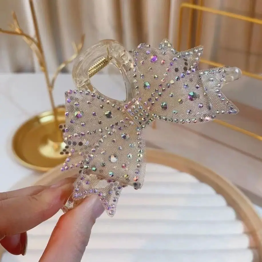 

New Headwear Double Layered Bow Women's Four Seasons Hair Binding Shark Clip Advanced Beautiful Light Luxury Versatile Grab Clip