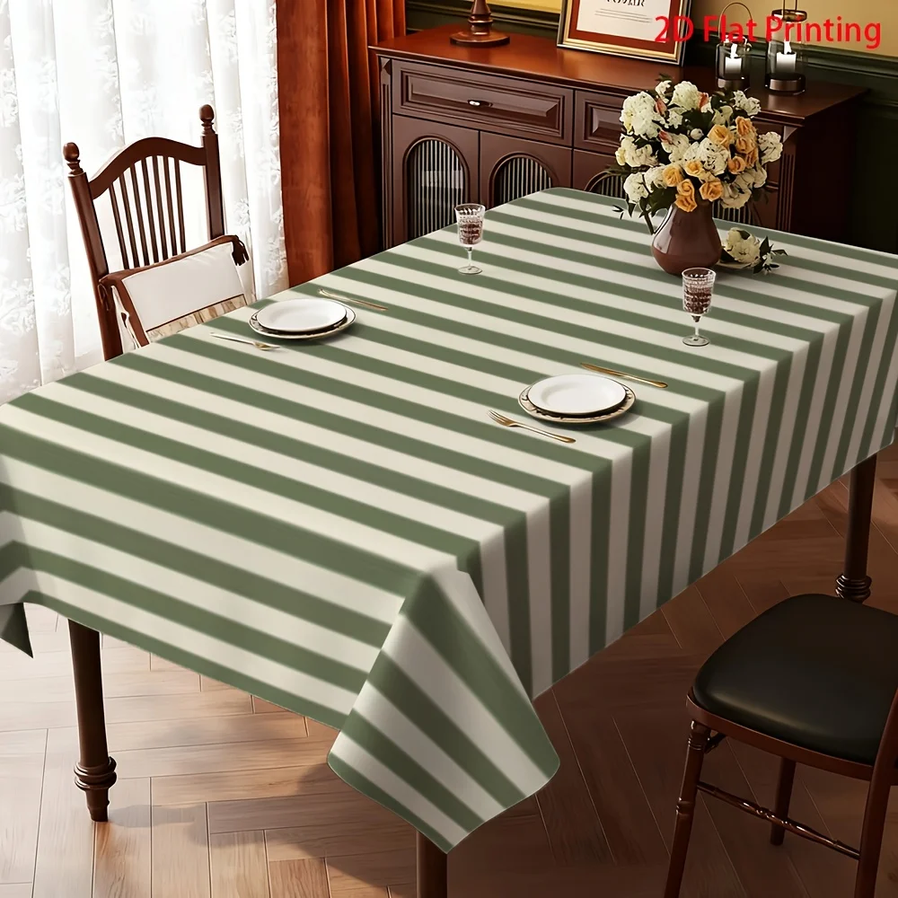 A high-quality versatile spring olive green and white diagonal-striped dress