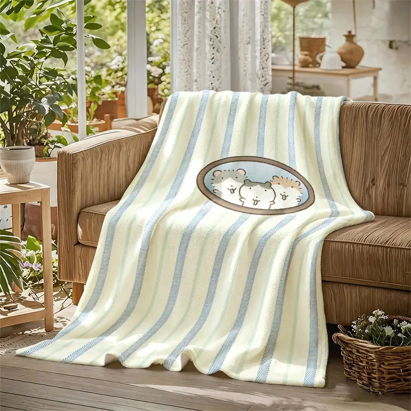 Cute Hamsters Oval Frame Flannel Blanket Perfect for Sofa Office Bed Travel Sleep Read Relax Camping Four Season Use