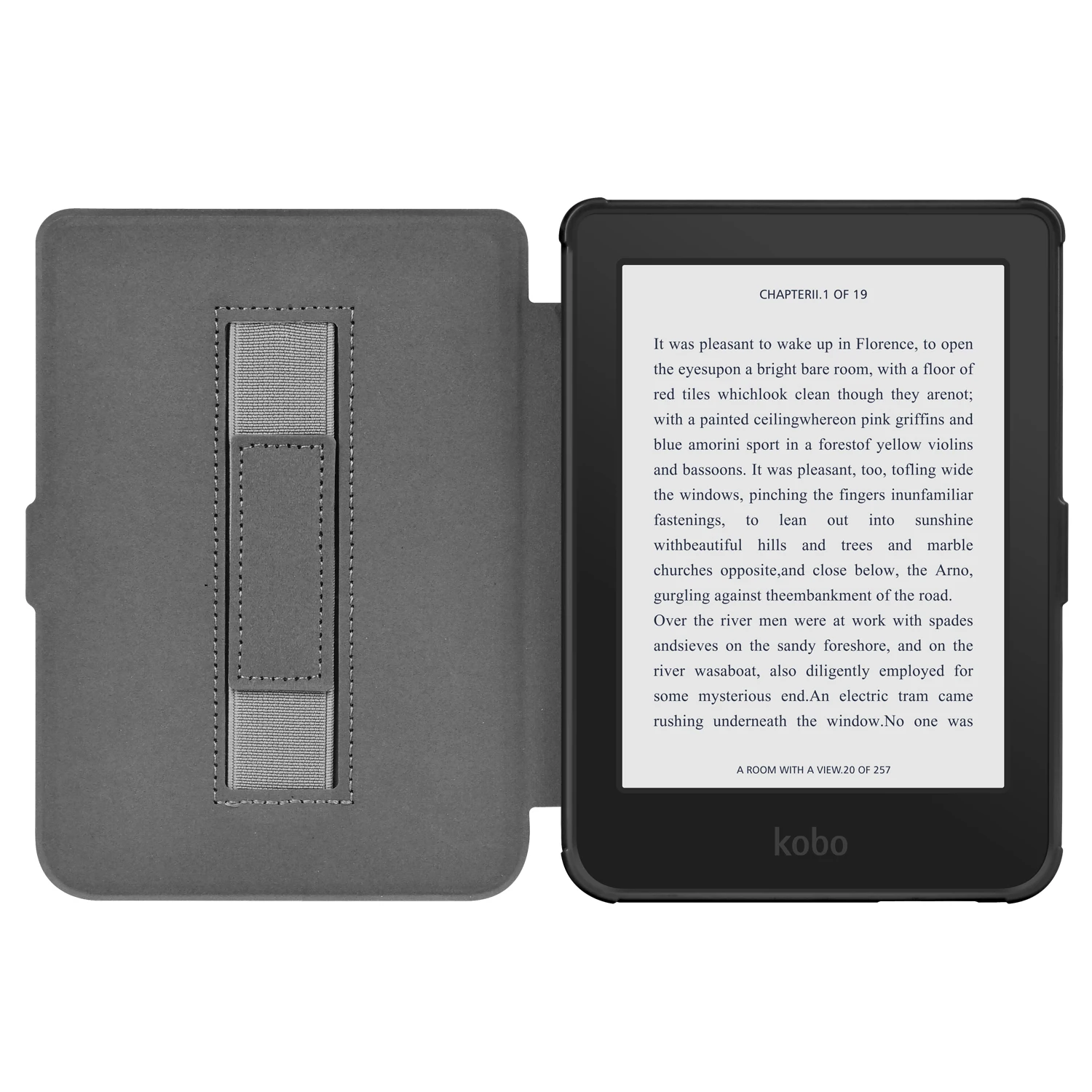 For Kobo Clara Colour Fabric Soft Case with Hand Strap Smart Cover for Kobo Clara 2E Magnetic Protective Shell