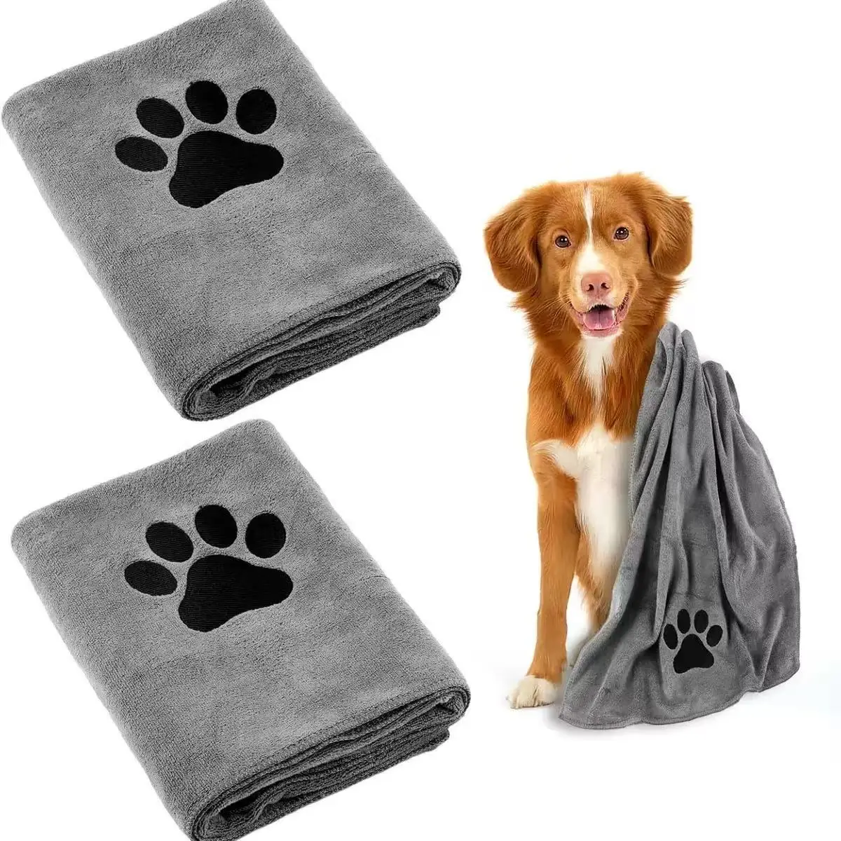 5 Size Options Microfiber Pet Bath Towel Embroidered Super Soft Absorbent Cat for Dogs Grooming Supplies