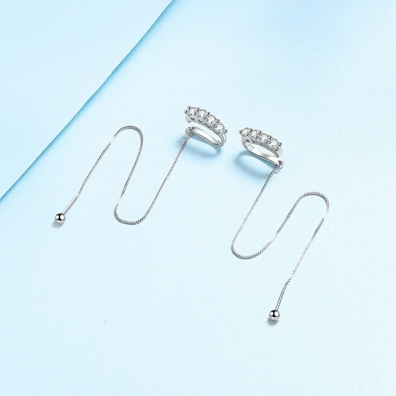 Female Screw Models 0.8ct Moissanite Diamond Drop Earring, Pt950 Platinum Tassel Ear Line Fashion Exquisite Wedding Fine Jewelry