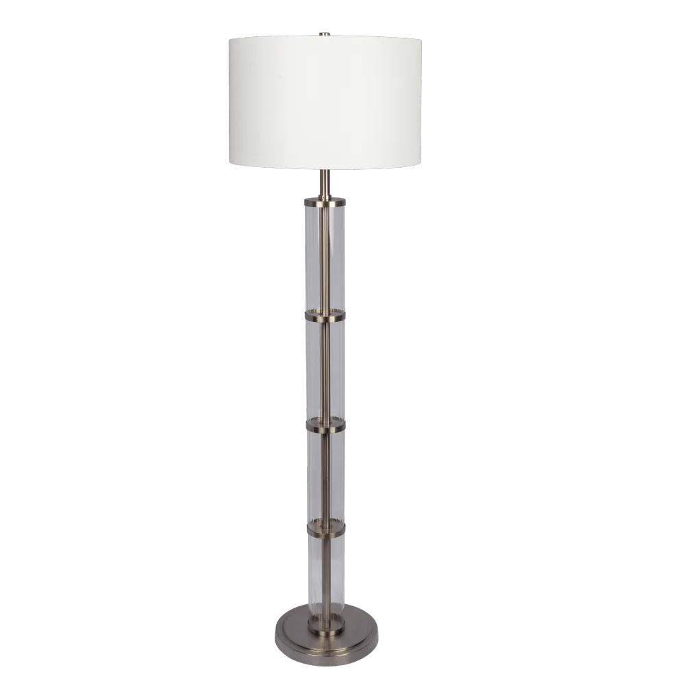 

Напольный светильник Nimbus из матового никеля с 3-позиционным поворотным выключателем, прозрачным стеклянным корпусом и металлическим основанием