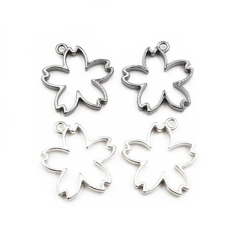 10pcs 33x30mm Flower Shape Border Mold Geometric Hollow Frame Bezel Epoxy Resin Pendant Tray For DIY Jewelry Making Accessories