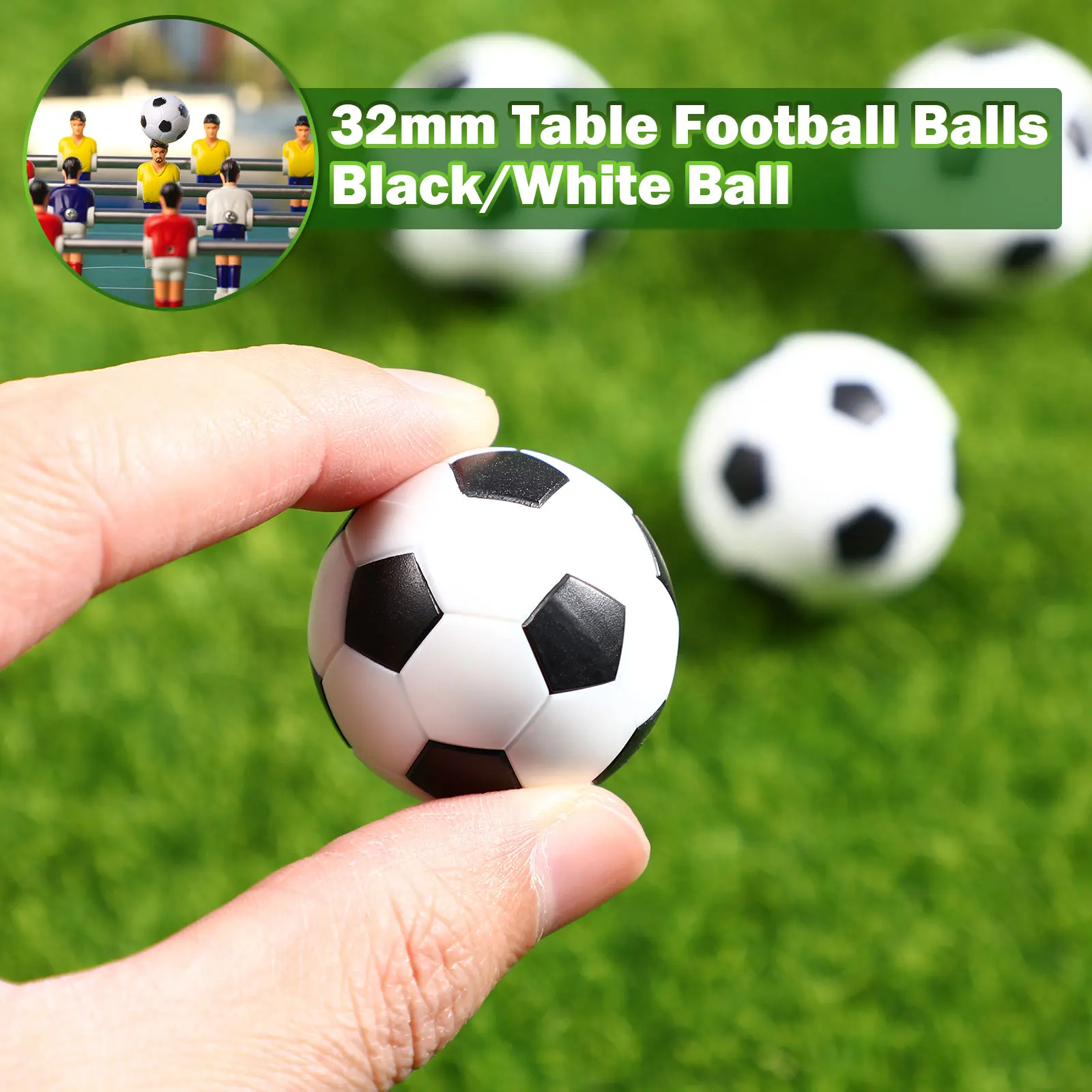 6pcs Black White Mini Football Balls 32mm ABS Material Table Soccer Replacement Kids Game Accessories Team Sports