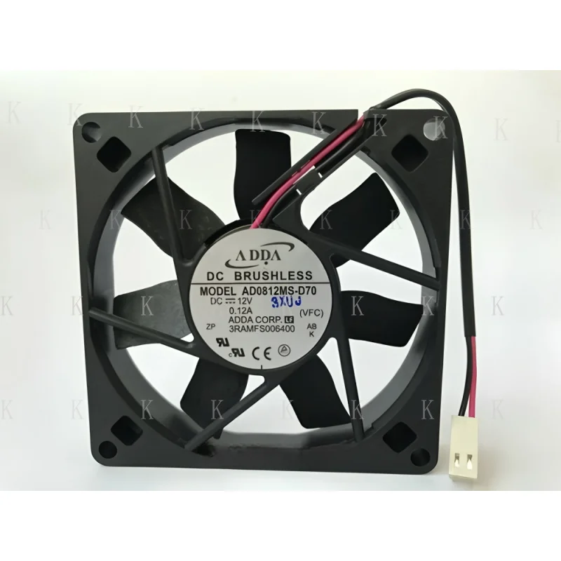 

C FOR 1 PCS ADDA Fan AD0812MS-D70 DC 12V 0.12A 8015 8cm 2 PIN # A6–27