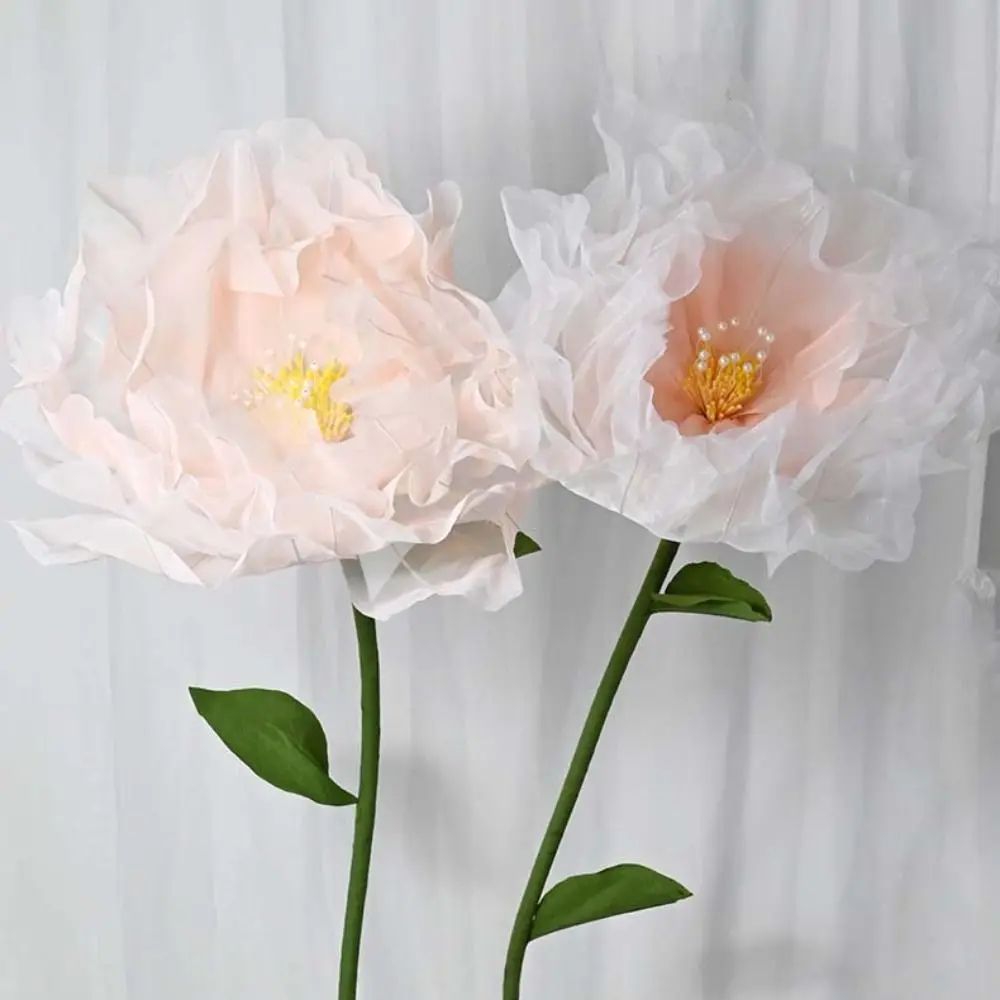 Artificial realistic Silk Poppy Pink Large Flower Head Home Party Decoration Layered Fluffy Petals Floor Display Fake Flowers