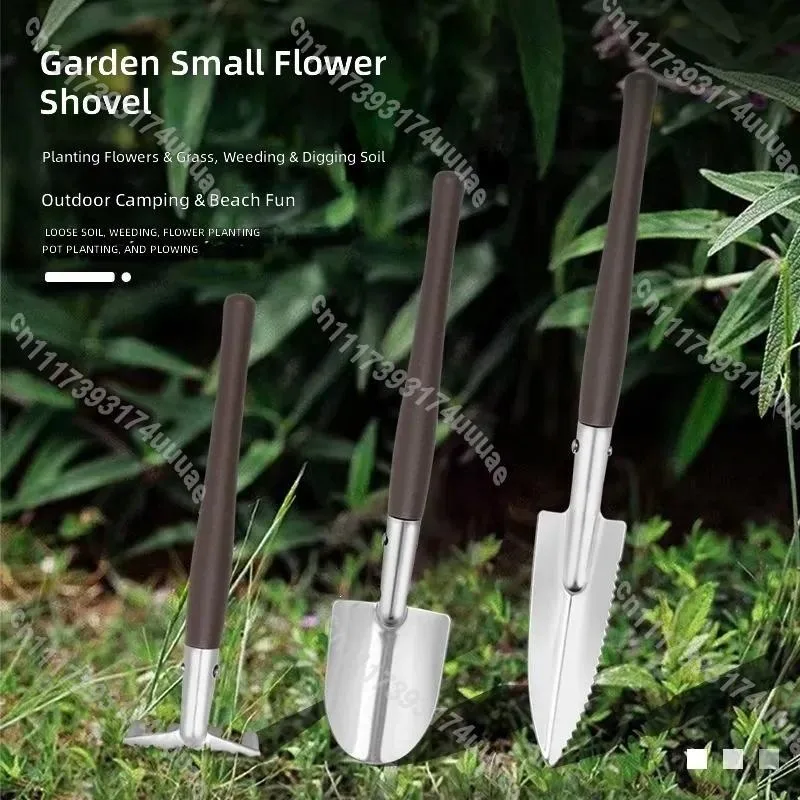 3 Piece Stainless Steel Gardening Tool Set Mini Hand Rake Trowel for Indoor Potted Plants Succulent Flower Care Home