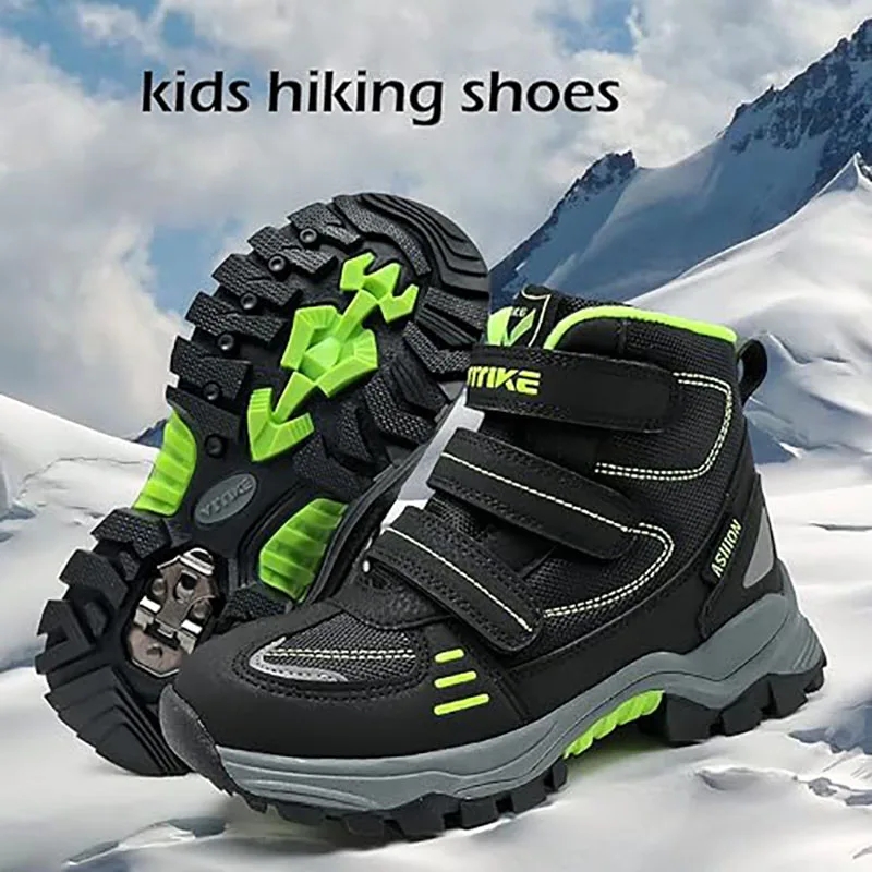 Kids Hiking Boots Boys Girls Outdoor Walking Climbing Sneaker Comfortable Snow Shoes Hiker Boot Antiskid Steel Buckle Sole