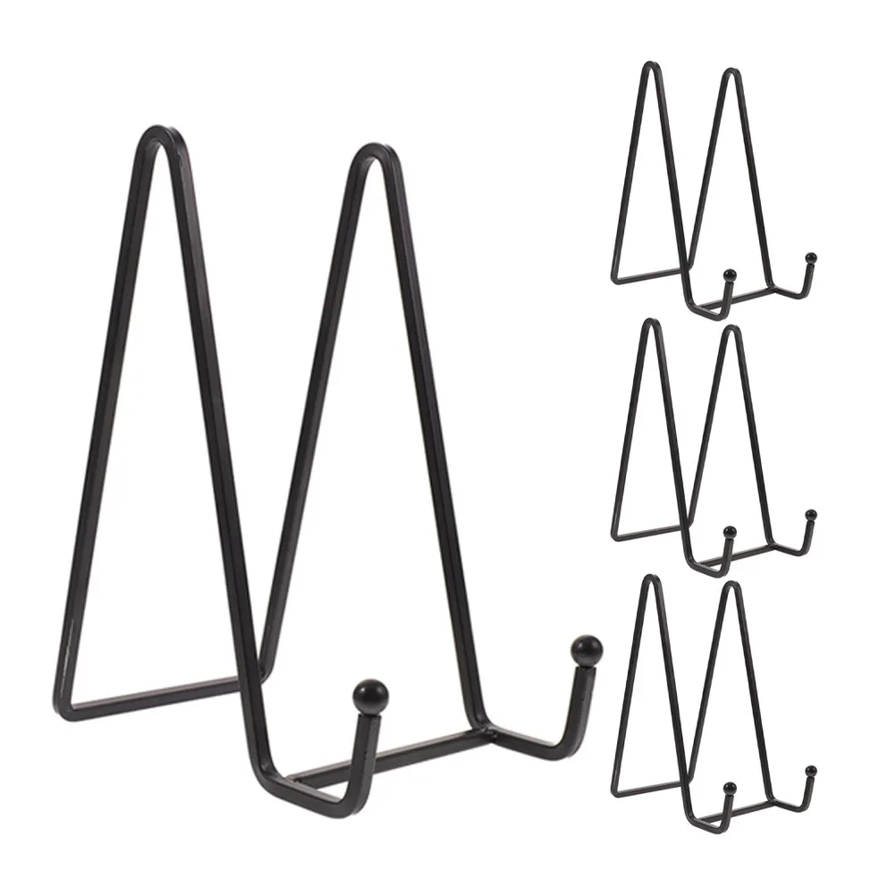 4Pcs Black Iron Photo Frame Stand Minimalist Design Metal Easel for Tabletop Picture Frame Display Home Plate Stand for Display