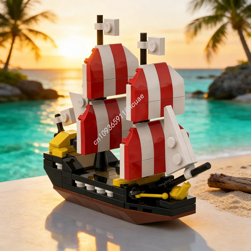 

142pcs MOC Pirates Mini Barracuda Pirate Ship Model Building Blocks Construction DIY Creative Toy Christmas Gifts Idea Education