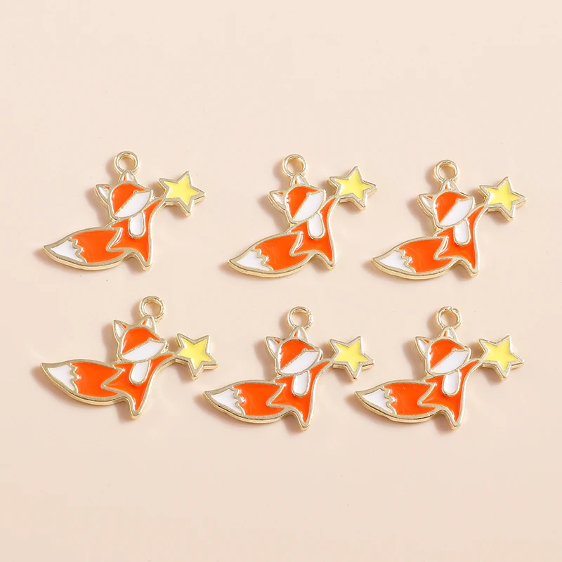 

20pcs 25x19mm Cartoon Animal Charms Enamel Cat Star Charms Pendants for Jewelry Making Necklaces Earrings DIY Crafts Supplies