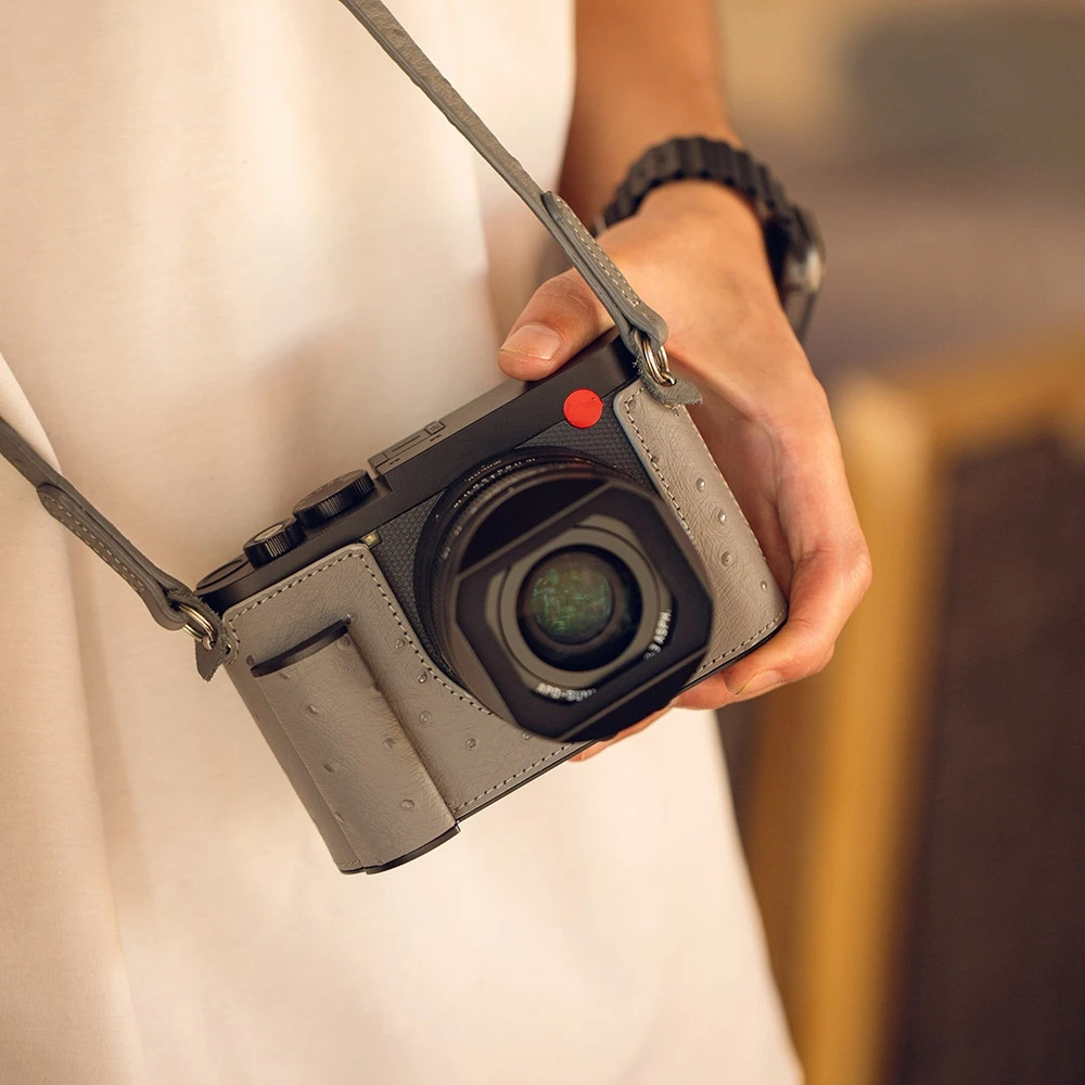 Q3 Vintage Genuine Leather Camera Case Q343 Half-Wrap Leather Camera Protector for Leica Q Q3 43 Case With Metal Grip and Base