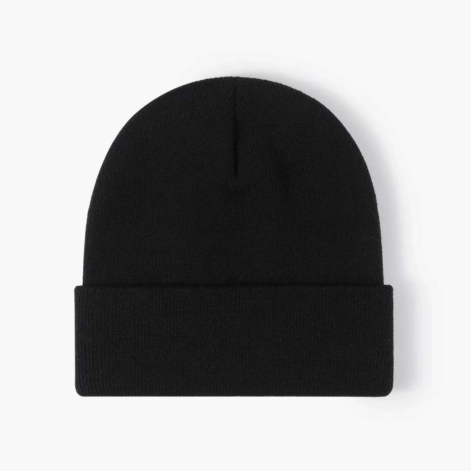 Customized Printed Logo Curled Edge Solid Color Ski Hat No Brim Hood Warm And Cold Resistant Knitted Cap