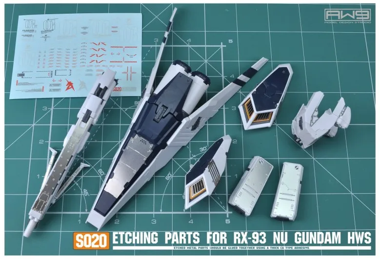 for RG 1/144 RX-93 Nu V HWS Expansion Set AW9 Metal Detail Dress up Add-on Parts Photo-etched Sheet with Water Slide Decal S020