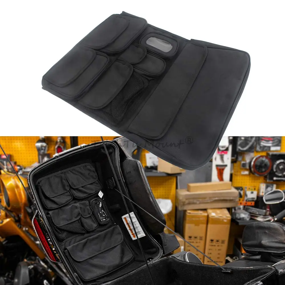 Motorcycle Tour Pak Pack Lid Organizer Storage Saddle Bag Black For Harley Touring Street Glide FLHX Road King FLHR