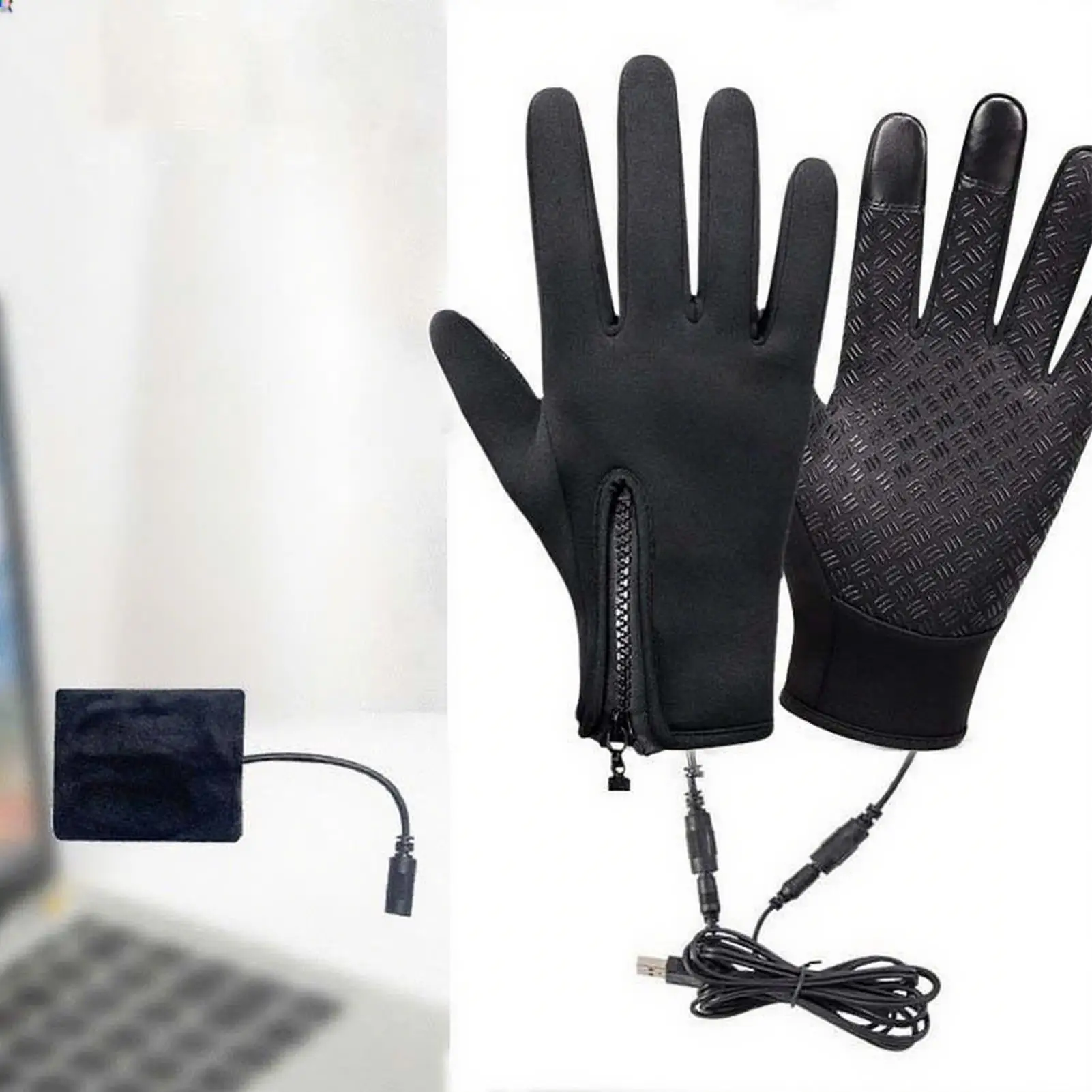 

USB Heated Riding Gloves Non-slip Touchscreen Windproof Cold Weather Hand Warmer For Bike Cycling Outdoor Mountaineering Hiking