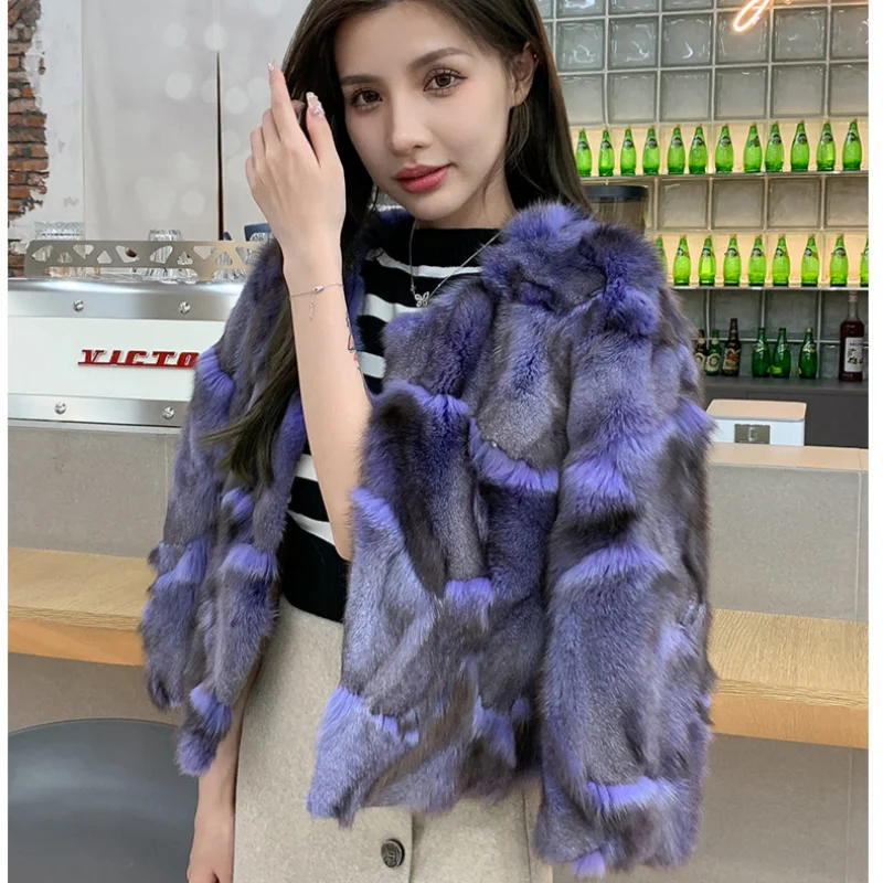 Fox Fur Winter Coat Female Luxury Real Fur Coats Women Autumn 2026 Cropped Fur Jacket Sleeve Casual Chic