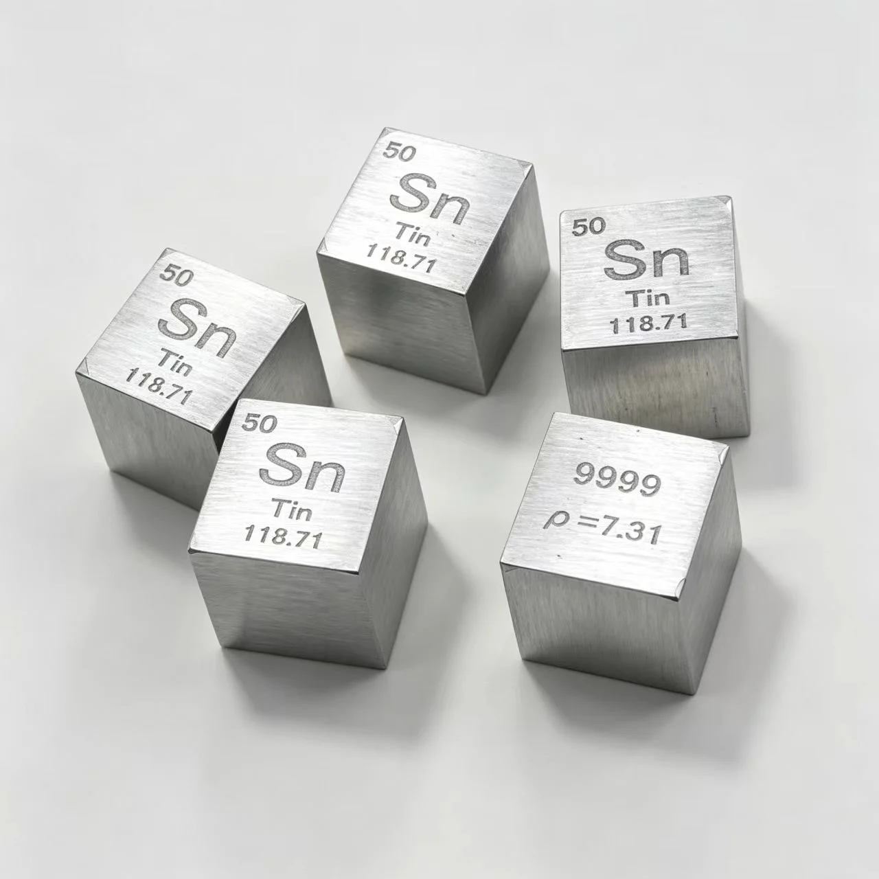 High-Purity Tin Metal Cube 10mm/25.4mm Periodic Table Shape Sn99.99% Tin Cubes for Educational And Collectible Purposes