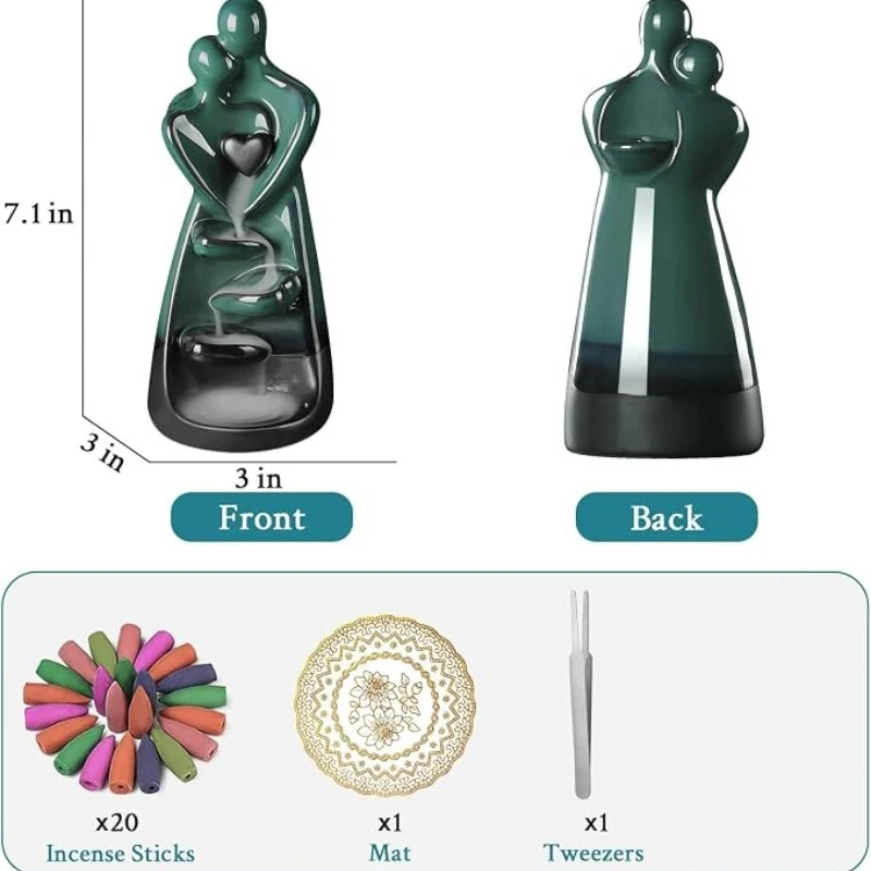 Creative Ceramic Incense Burner Craft Home Ornament Lover Backflow Incense Burner Room Decoration Valentine's Day Gifts view 2