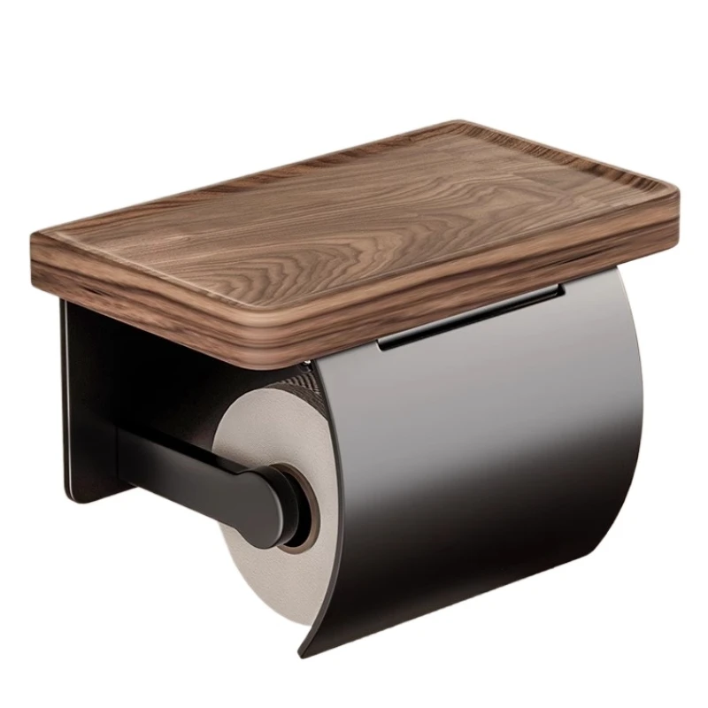 

Walnut toilet toilet paper holder No punching toilet Solid wood tissue box Paper towel rack