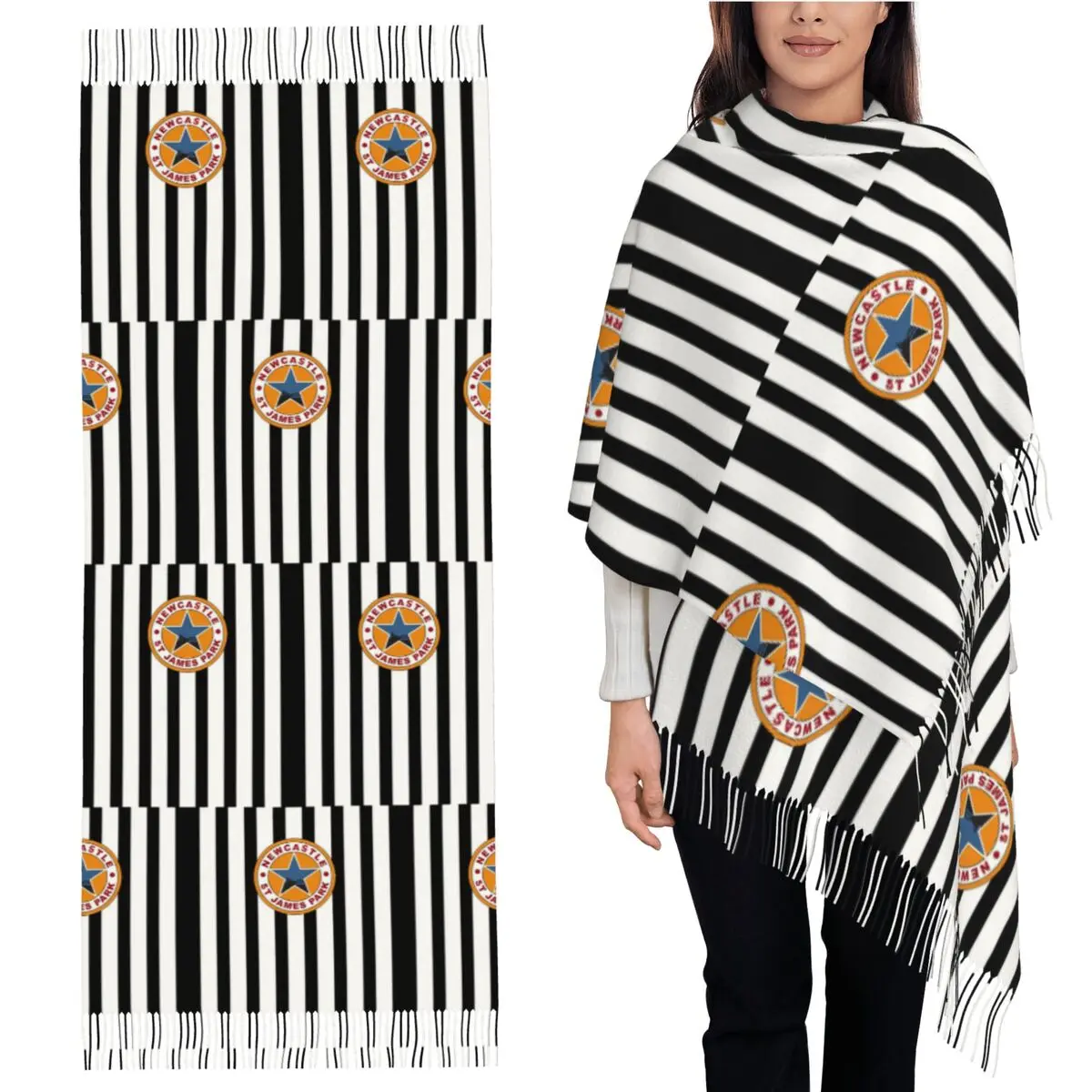 

Magpies Newcastle - Newcastle Magpies Шарф Шарфы с кисточками Женские мягкие теплые шали и накидки Большая осенне-зимняя шаль