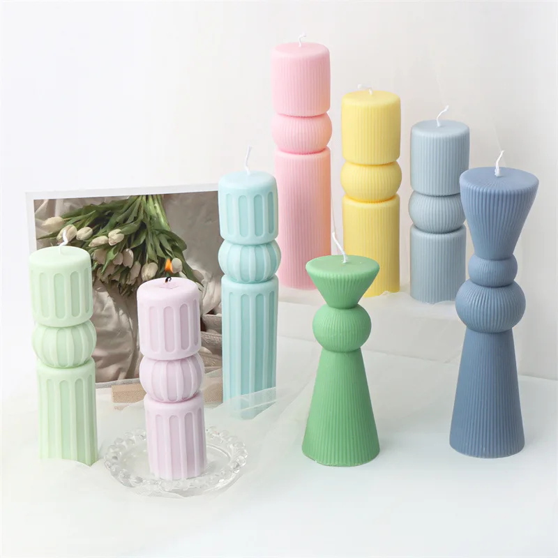 

Geometric Cylinder Candle Silicone Mold for Handmade Chocolate Decoration Gypsum Aromatherapy Soap Resin Candle Silicone Mould