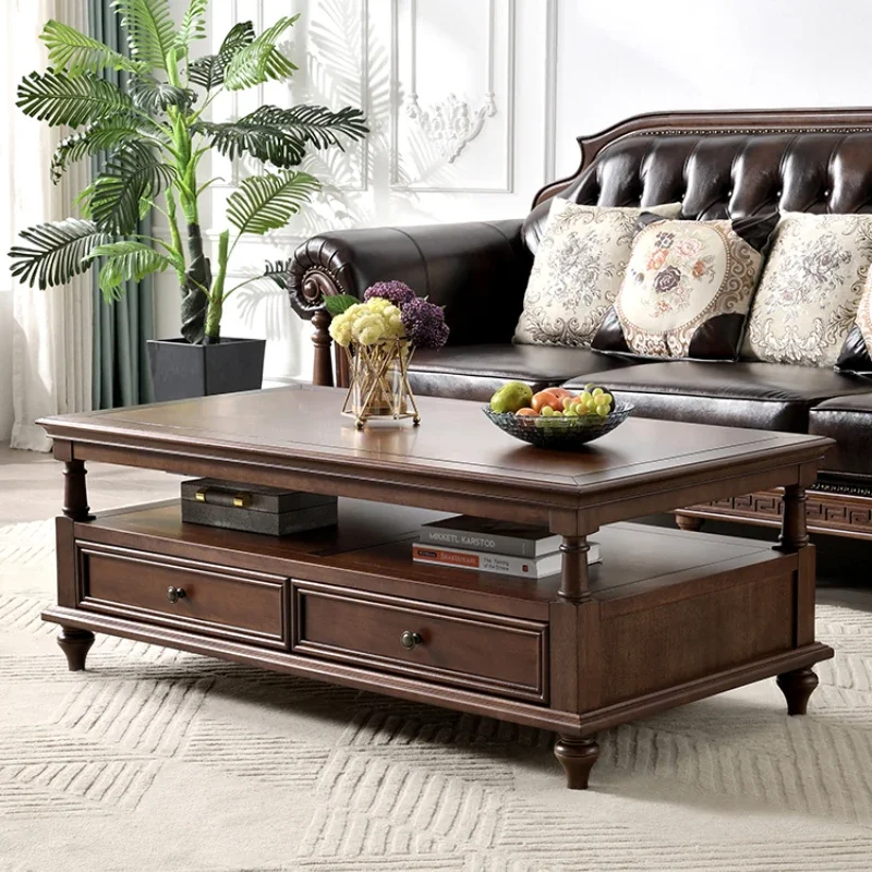 

Solid Wood Coffee Table Retro Living Room Household Small Apartment Furniture Full Log