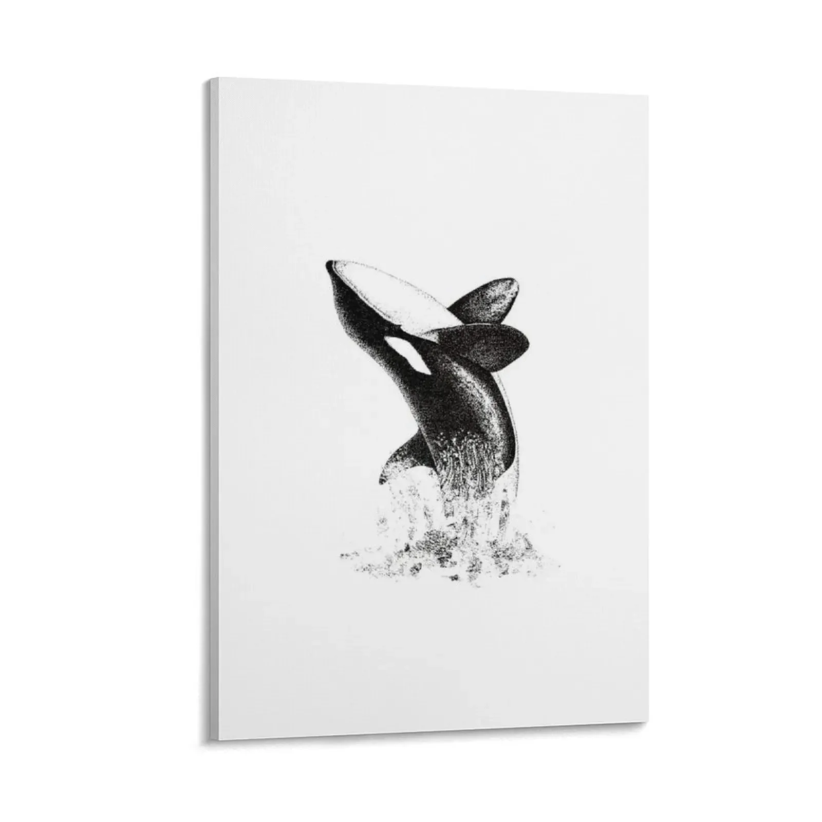 

Gorgeous Black and White Breaching Orca (Killer Whale) Canvas Painting Luxury living room decoration
