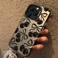 Black Cherry Bow Phone Case for Infinix Hot Note Zero 50 40 30 30i 20 20s 12 12i 11 Smart 9 8 7 6 5 Pro 4G 5G Back Cover
