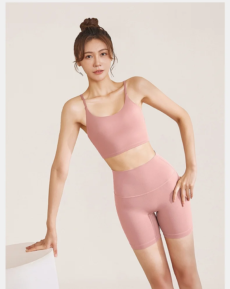 Yoga Shorts Beige Women Sport Gym Training Side Solid Athletic Modal Seamless Quick-Dry Fitting Print Cotton Lady Detail Lounge