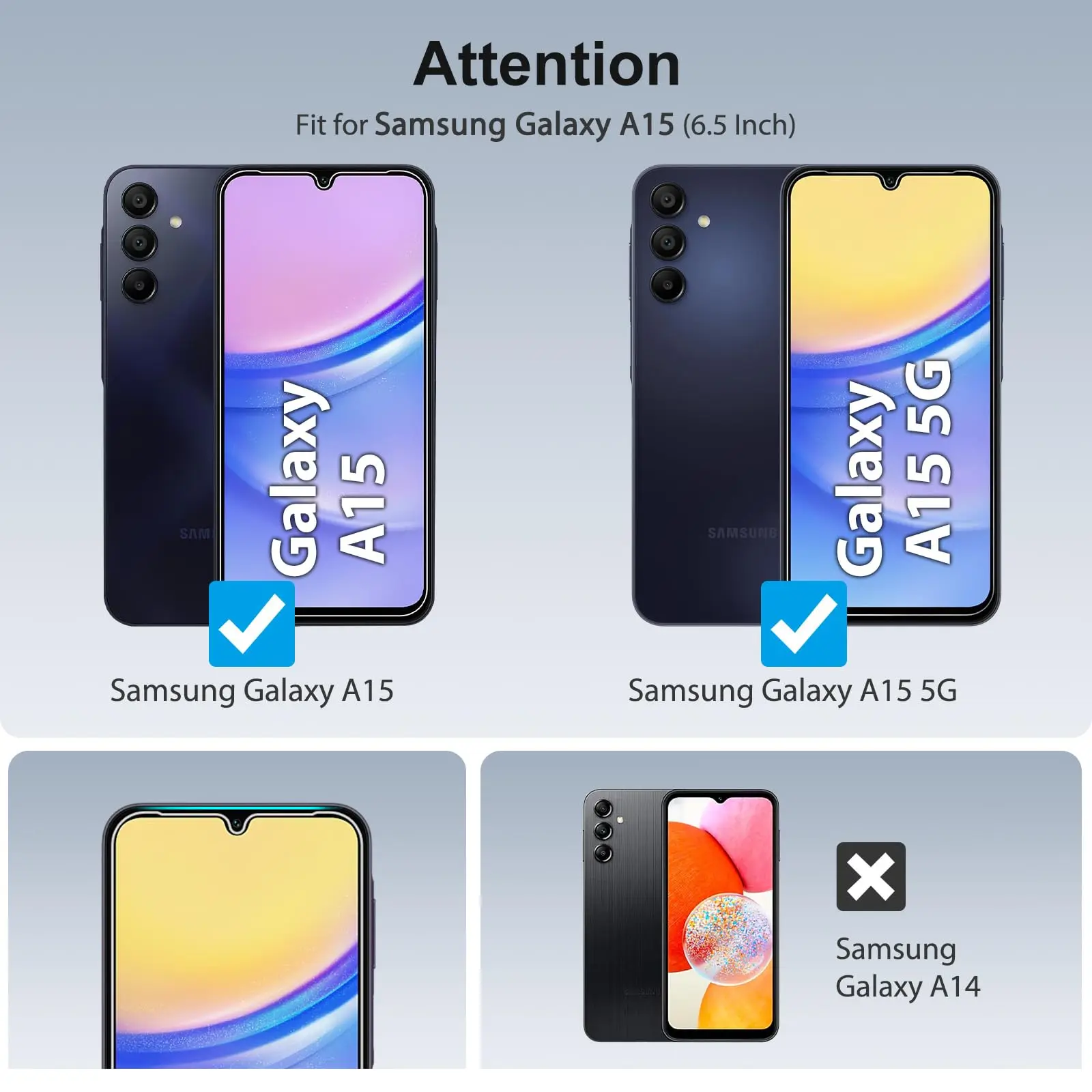 Displays chutz folie für Samsung Galaxy A15 4g 5g gehärtetes Glas Kristall HD 9h transparent klar Anti-Kratz-Fall freundlich