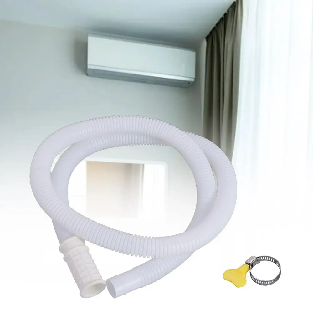 Plastic Washing Machine Inlet Pipe Flexible White Air Conditioning Drain Tube Portable with Pipe Clamp
