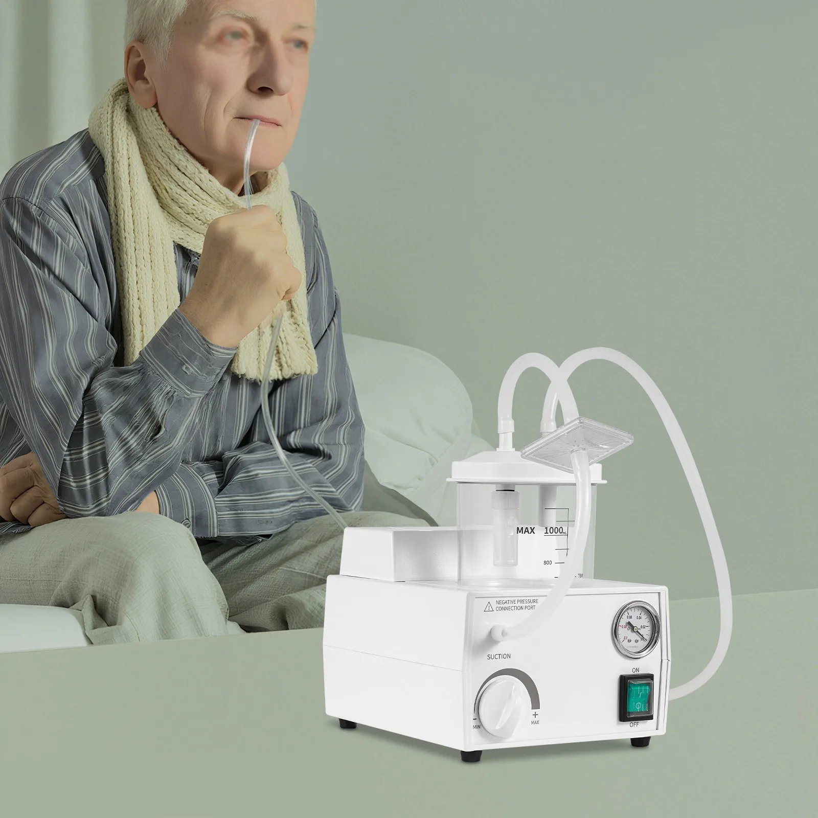 

Portable Vacuum Suction Unit, 1000mL Veterinary Suction Machine for Home Use, 7.71 * 9.25 * 9.57in, White