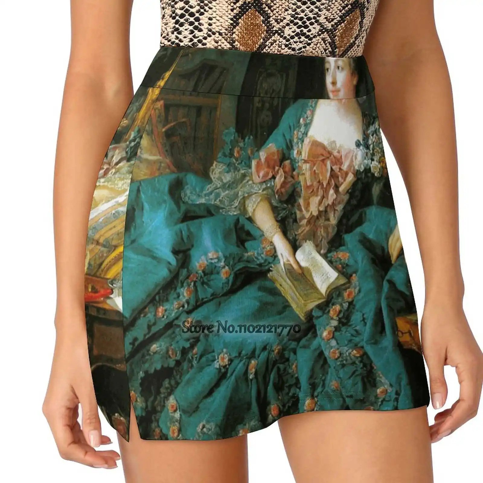 

Madame De Pompadour - Francois Boucher Trending Fashion Skirt Summer Printed Women Sport Skirts Double-Layer Athletic Madame De