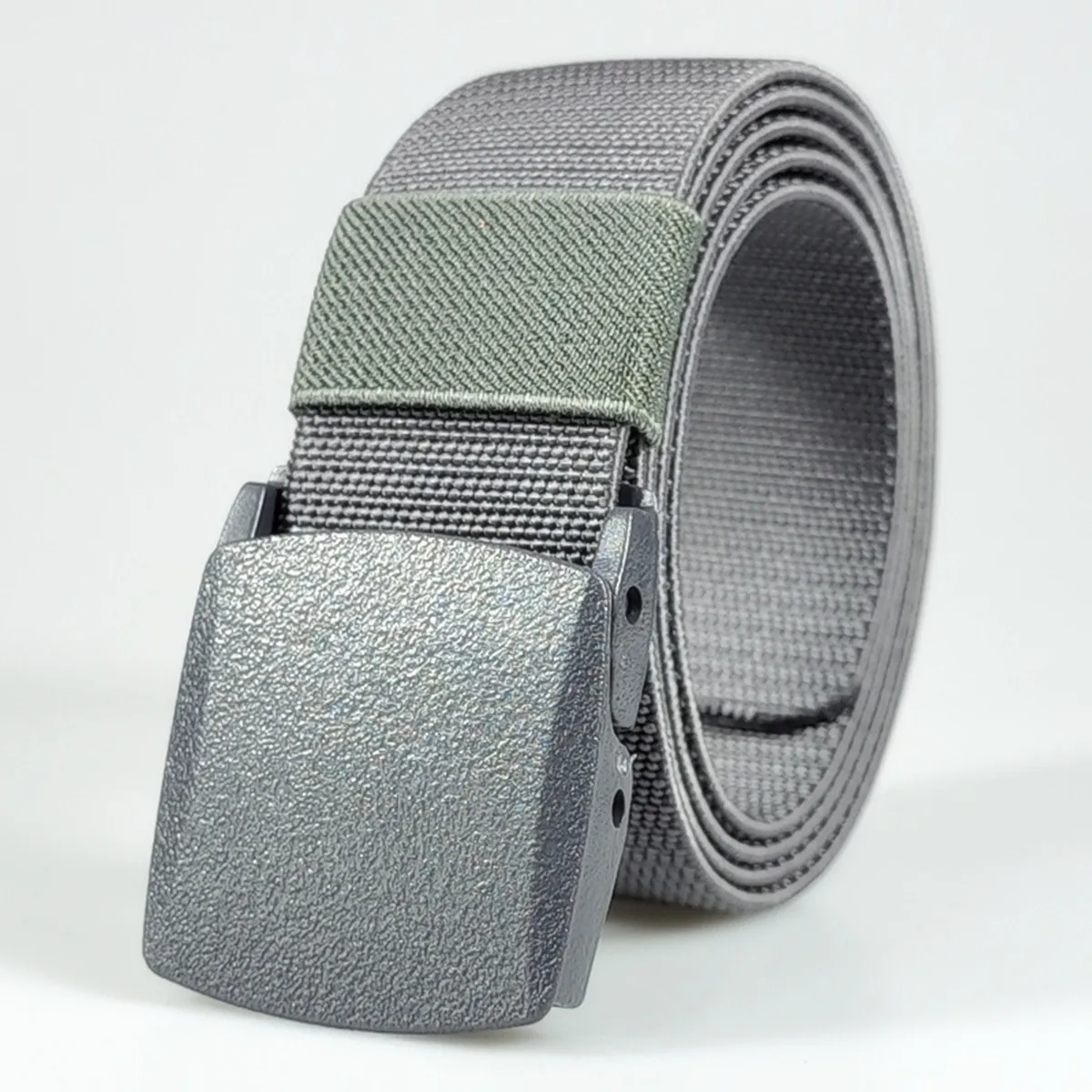 Herren- und Damengürtel, Lochloser Nylon-Gürtel, Gürtel mit Kunststoffschnalle, Militär-Nylon-Mischgürtel, Elastisch – Detail 4