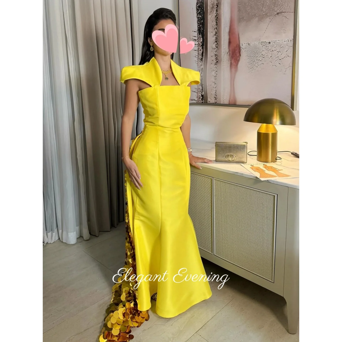 

Elegant Vintage Prom Dress Sweet Gold Sequins Shiny Evening Dress Mermaid Satin Customize Formal Occasion Party Gowns 2025