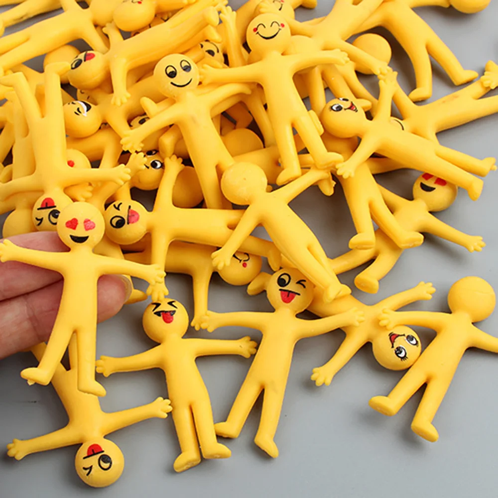 5pcs Random Style Yellow Little Man Soft Pinch To Relieve Daily Tension Decompression Slow Rebound Office Decoration Daily Toy.