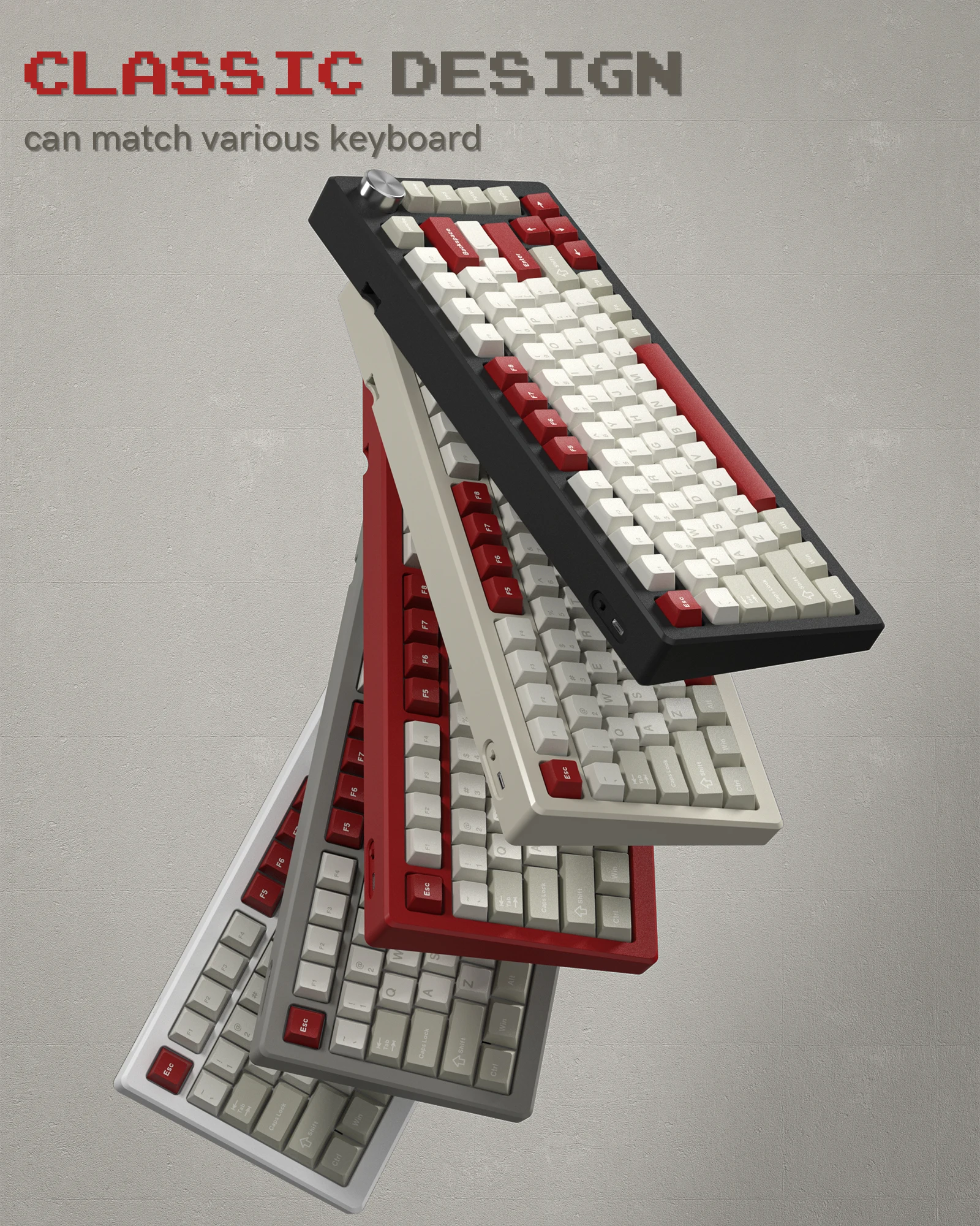 138 teclas retrô branco cinza vermelho pbt keycap duplo tiro cereja perfil teclas para interruptores cereja mx teclado gamer mecânico