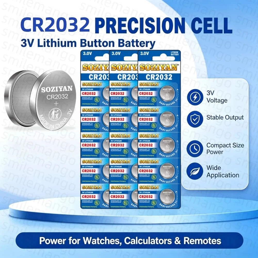 CR2032 3V Lithium Coin Battery DL2032 BR2032 Button Cell For Car Key Fob Motherboard Scale Watch Remote Control